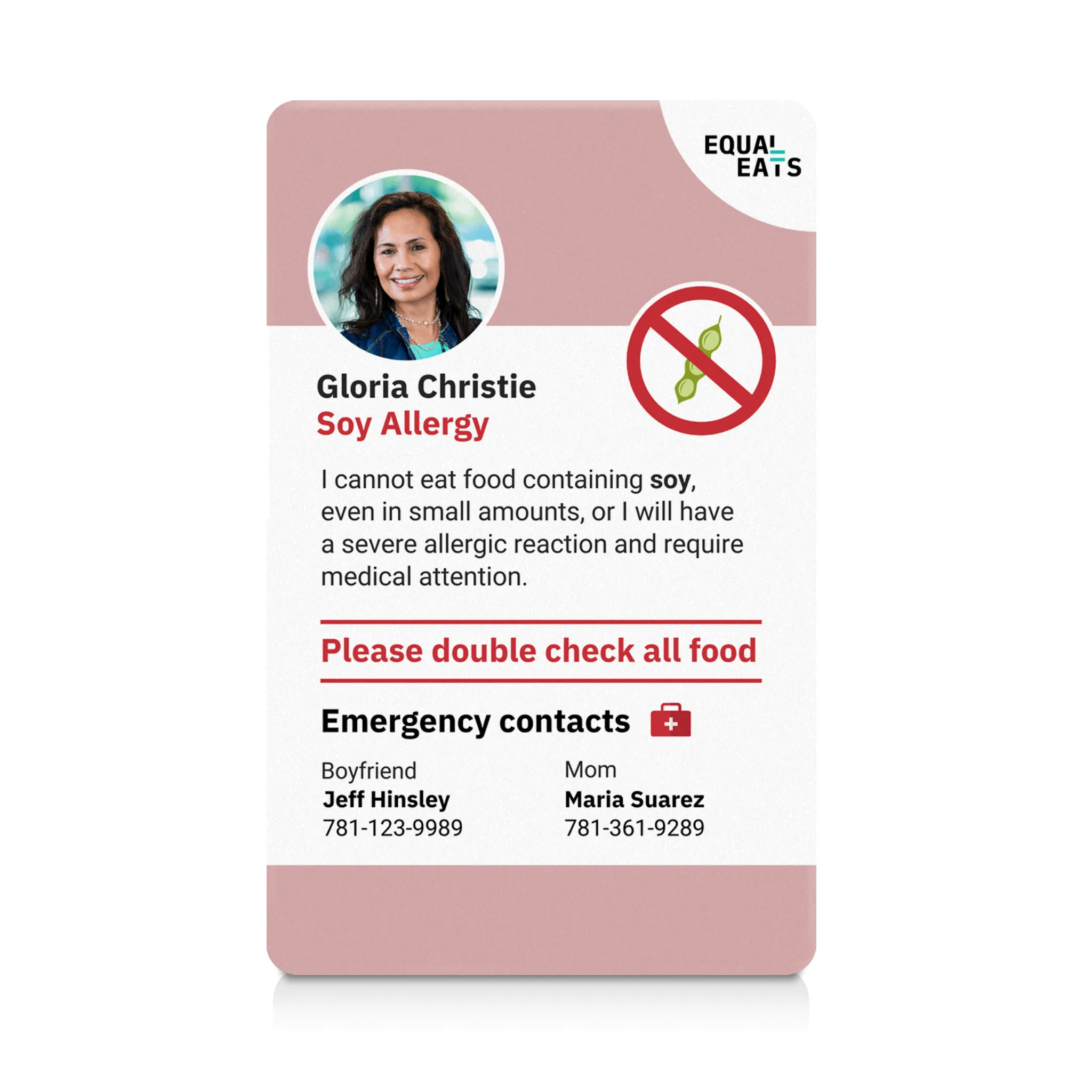 Soy Allergy ID Card