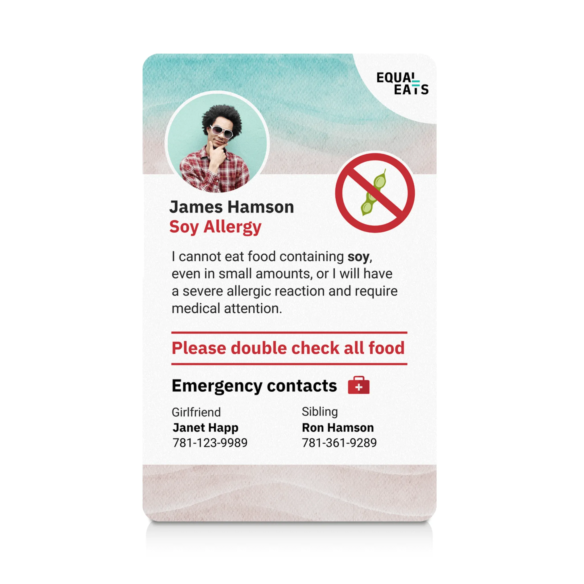 Soy Allergy ID Card