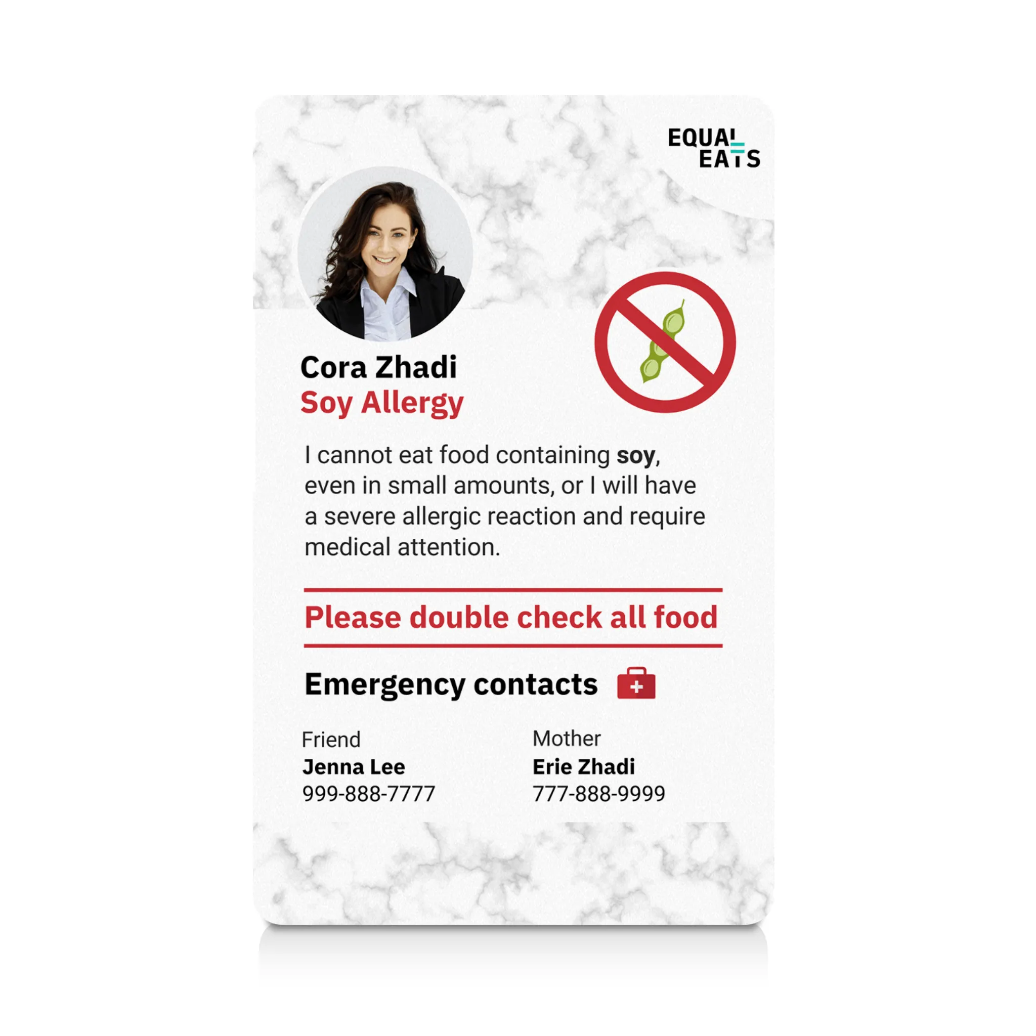 Soy Allergy ID Card