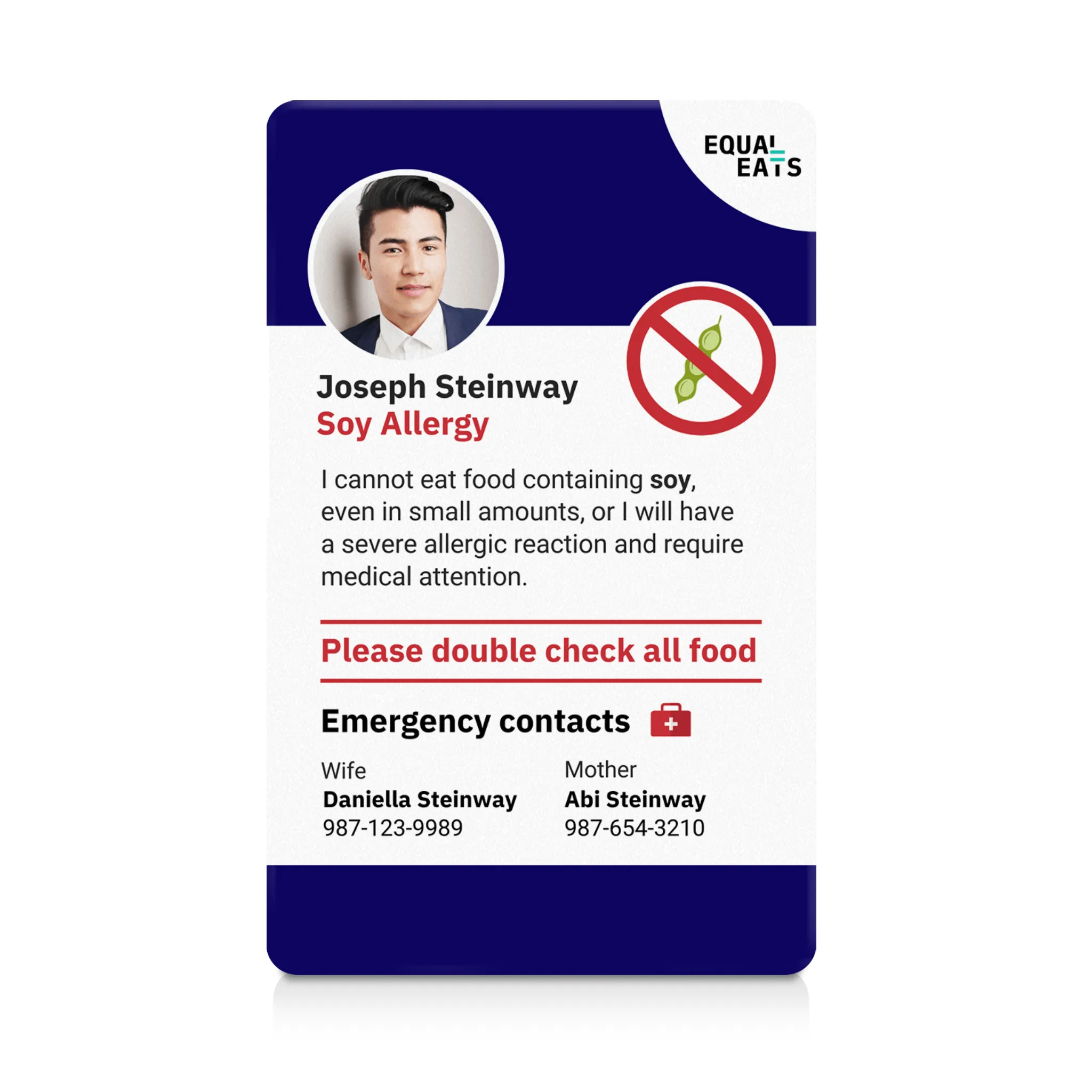 Soy Allergy ID Card