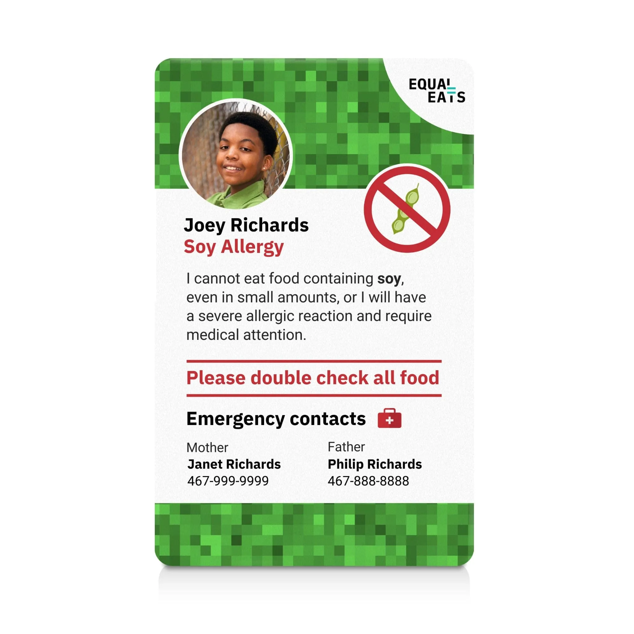 Soy Allergy ID Card