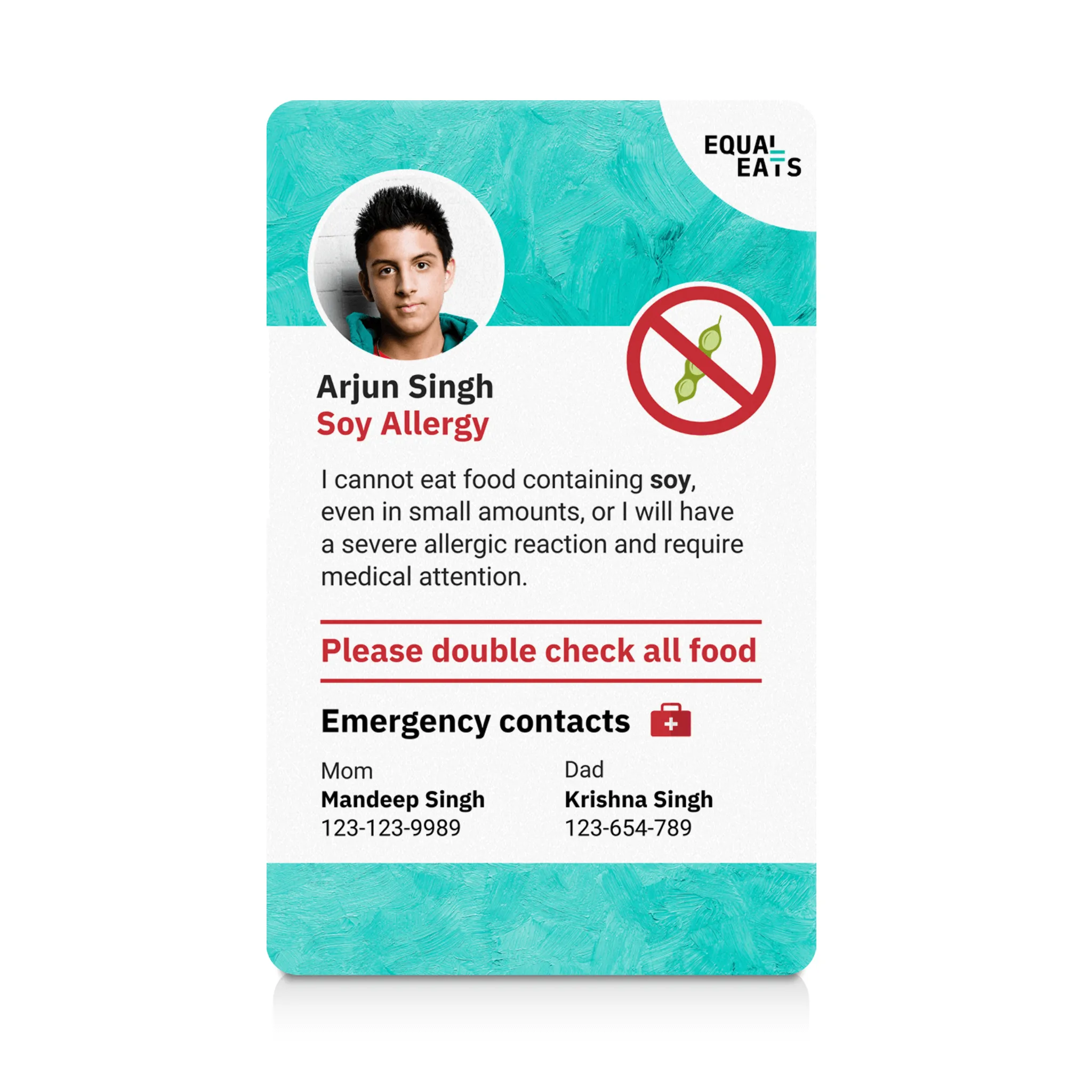 Soy Allergy ID Card