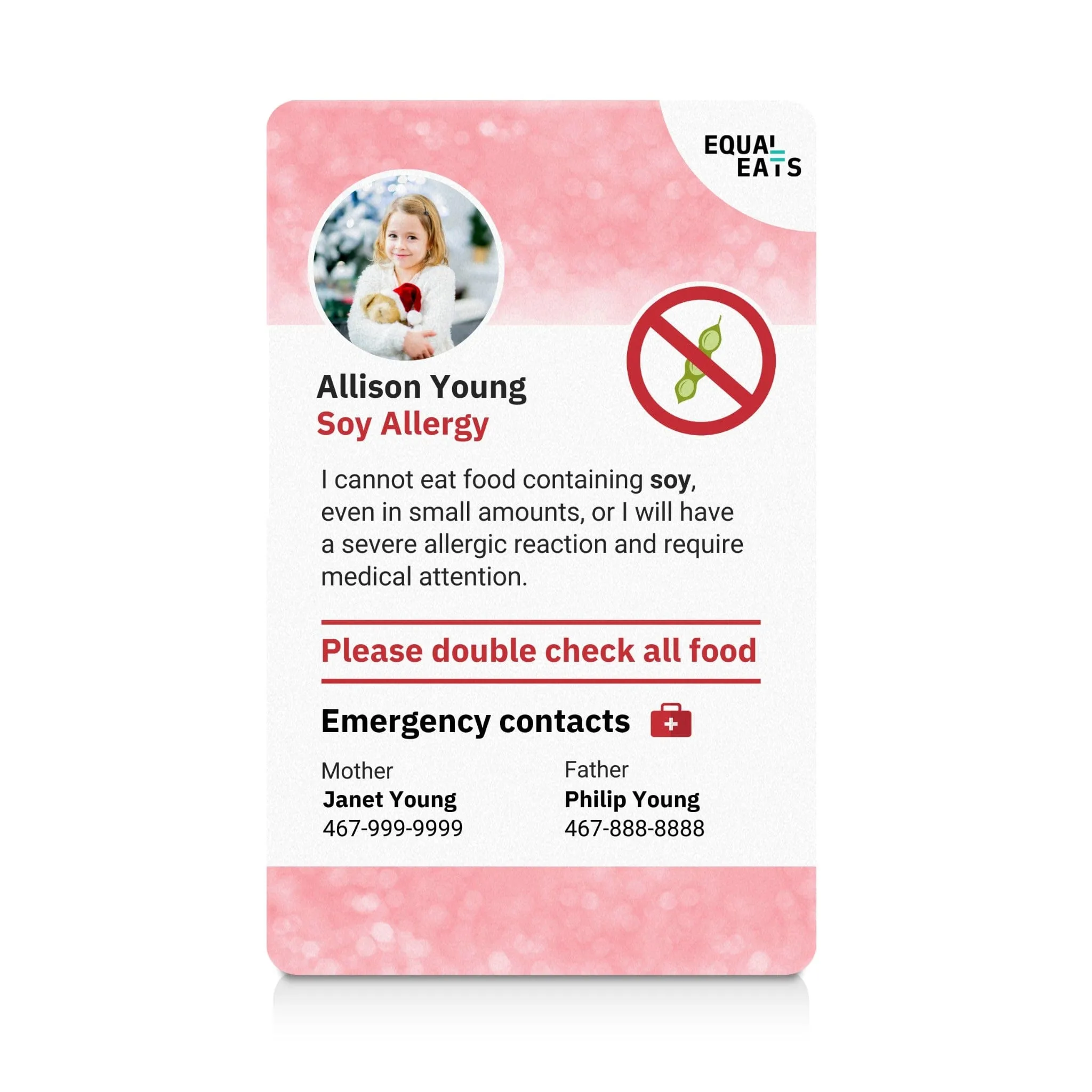 Soy Allergy ID Card
