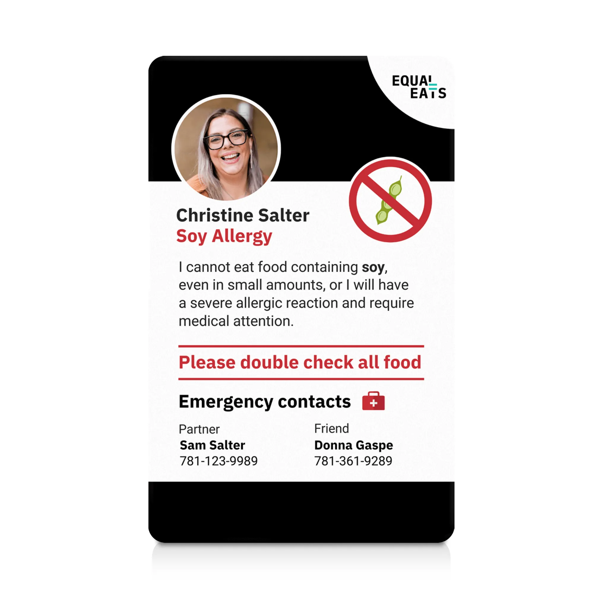 Soy Allergy ID Card