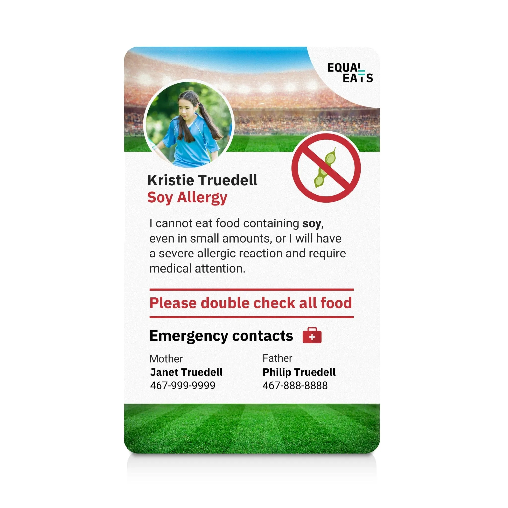 Soy Allergy ID Card