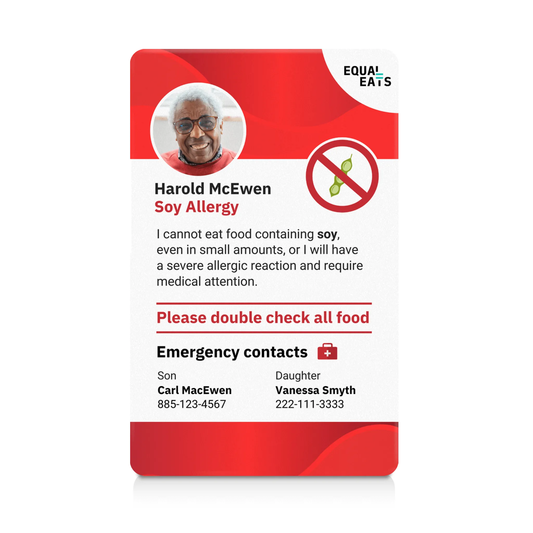 Soy Allergy ID Card