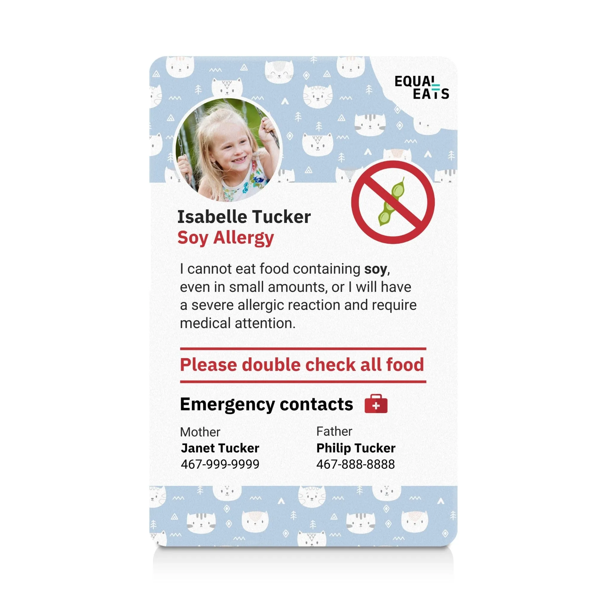 Soy Allergy ID Card