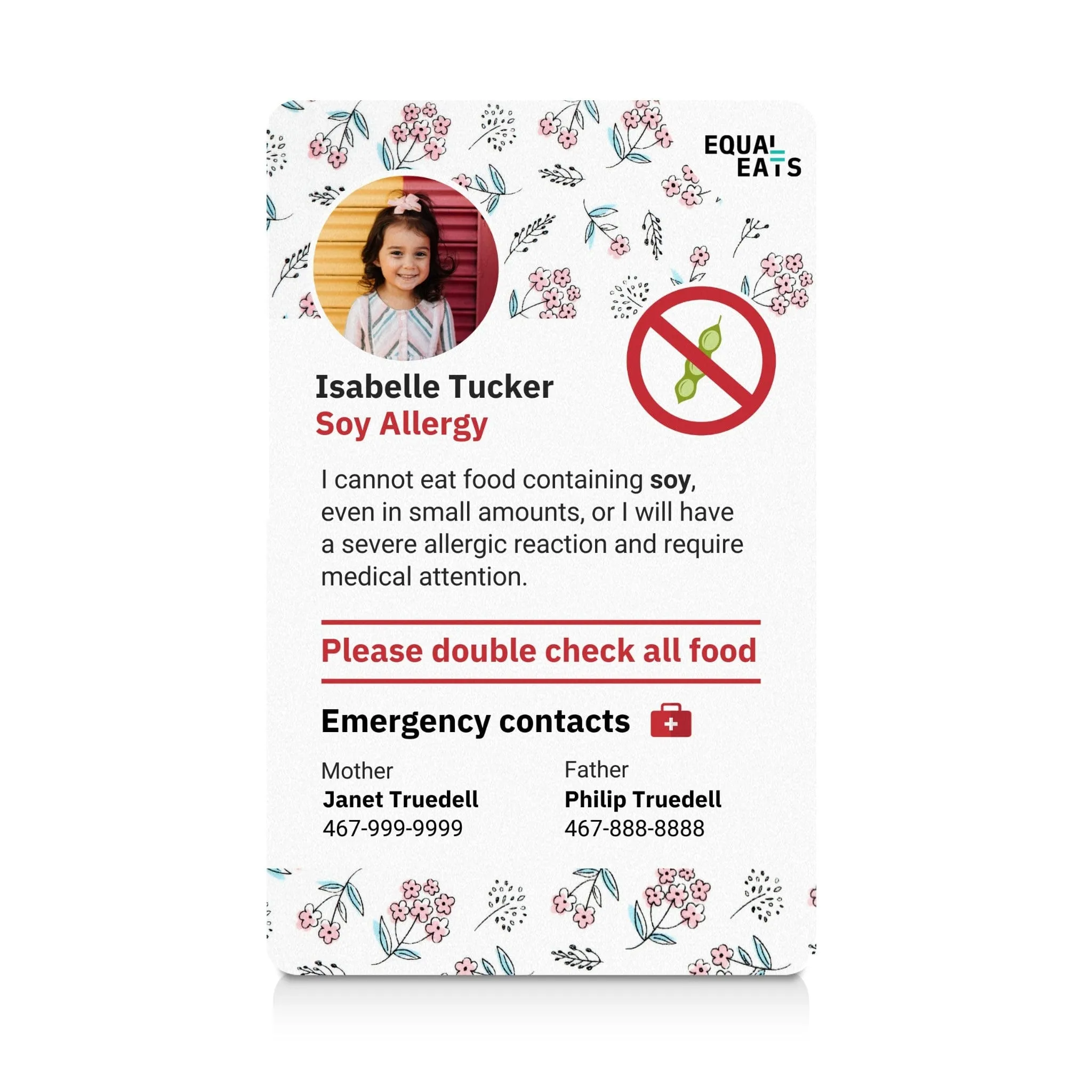 Soy Allergy ID Card