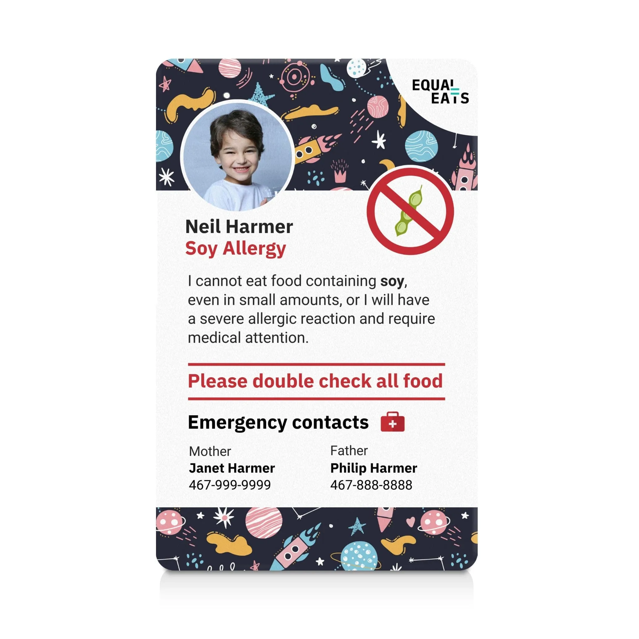 Soy Allergy ID Card