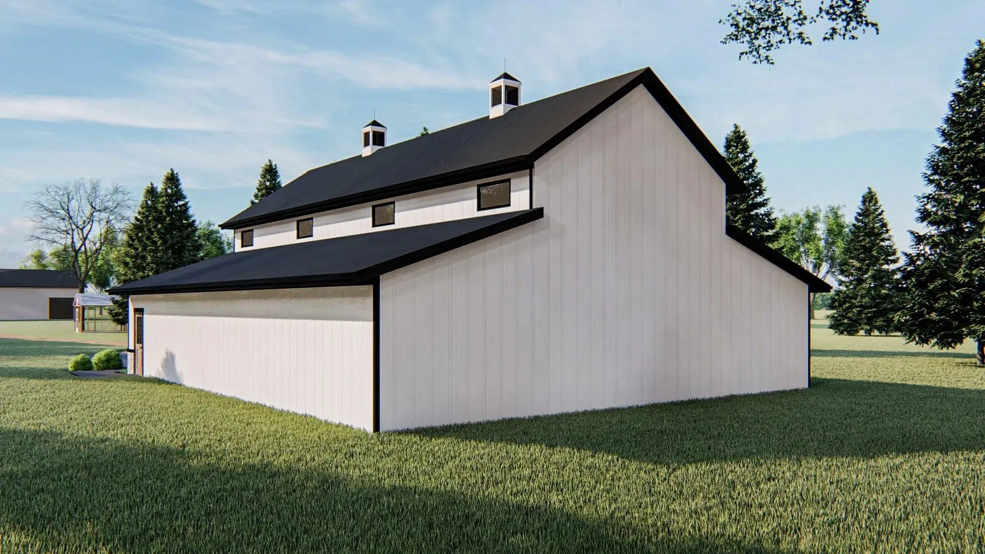 Spacious 3-Bay Garage Plan with High Ceilings and Durable Design