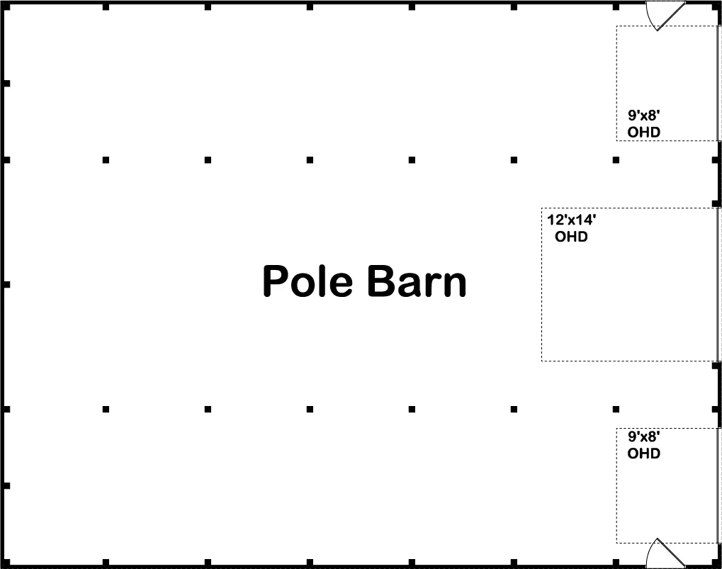 Spacious 3-Bay Garage Plan with High Ceilings and Durable Design