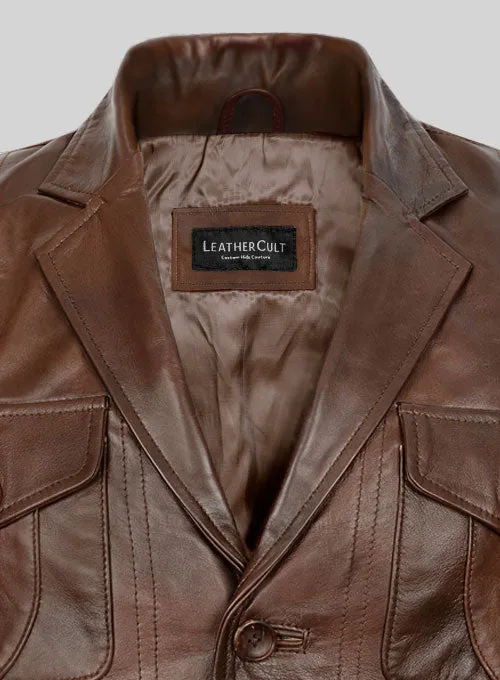 Spanish Brown Leather Blazer - #716