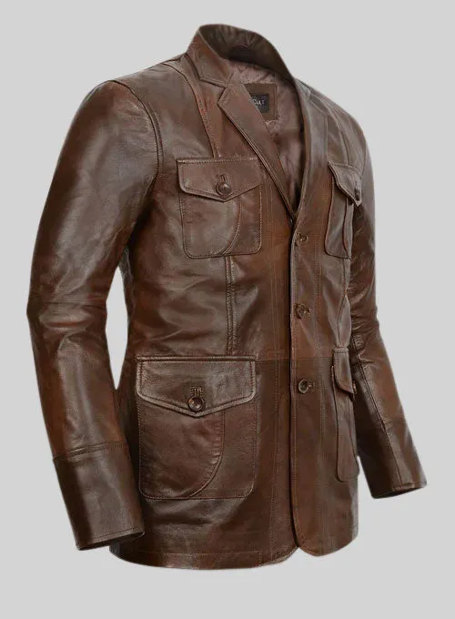 Spanish Brown Leather Blazer - #716