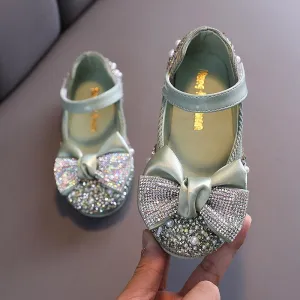 Sparkling Rhinestone Pearl Shoes for Little Princess