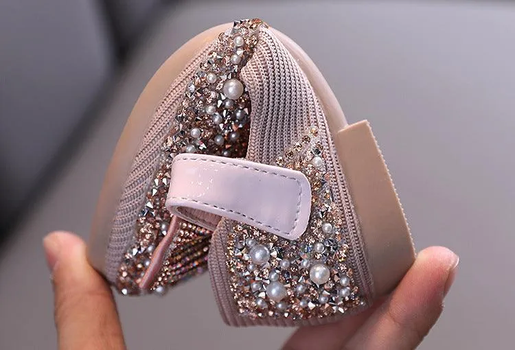 Sparkling Rhinestone Pearl Shoes for Little Princess