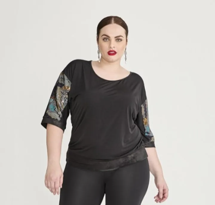 SPG shiny black top
