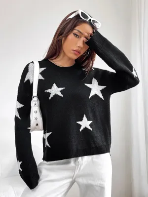 Spring Stylish Colorful Contrast Starry Cozy Comfortable Loose Long-sleeved Warm Sweater