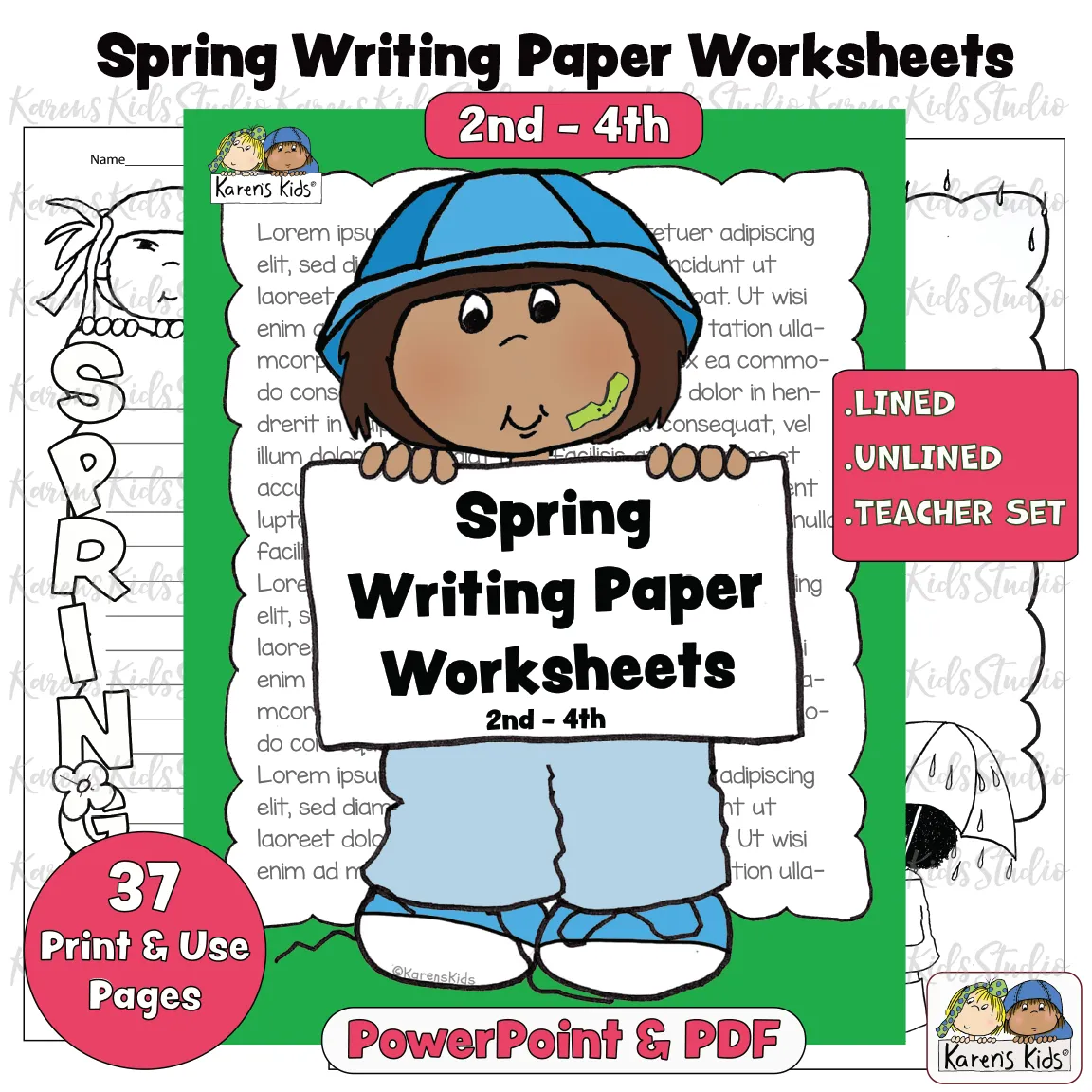 Spring Writing Paper W/WO Lines 2nd-4th) (Karen's Kids Printables)