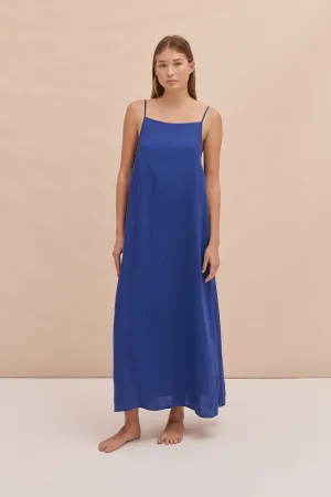Square Nightie Lazuli Cobalt Blue Linen