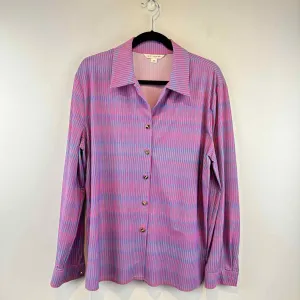 ST. JOHN LONGSLEEVE Abstract Lines Women's Women Size 14 Pink & Blue Blouse
