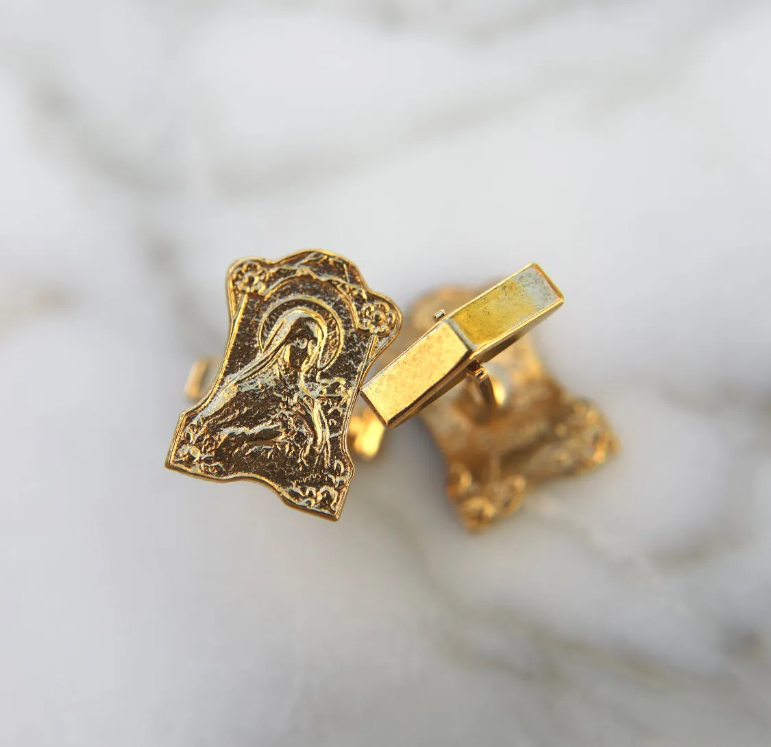 St. Thérèse of Lisieux Cufflinks in Vermeil