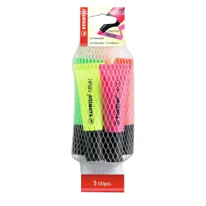 STABILO NEON Assorted Colours Highlighter Pack of 5