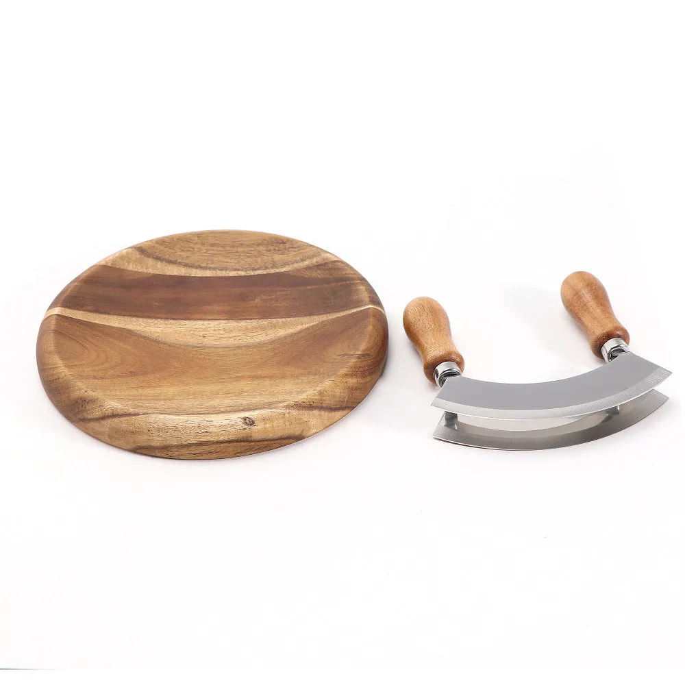 Stainless Steel Double-Sided Cutter Onion Vanilla Cutter Set Cheese Cutter Wooden Handle Double Handle Swing Cutter Cutting Board
