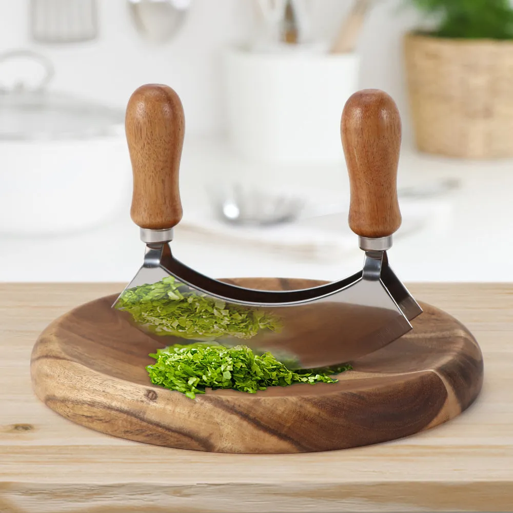 Stainless Steel Double-Sided Cutter Onion Vanilla Cutter Set Cheese Cutter Wooden Handle Double Handle Swing Cutter Cutting Board