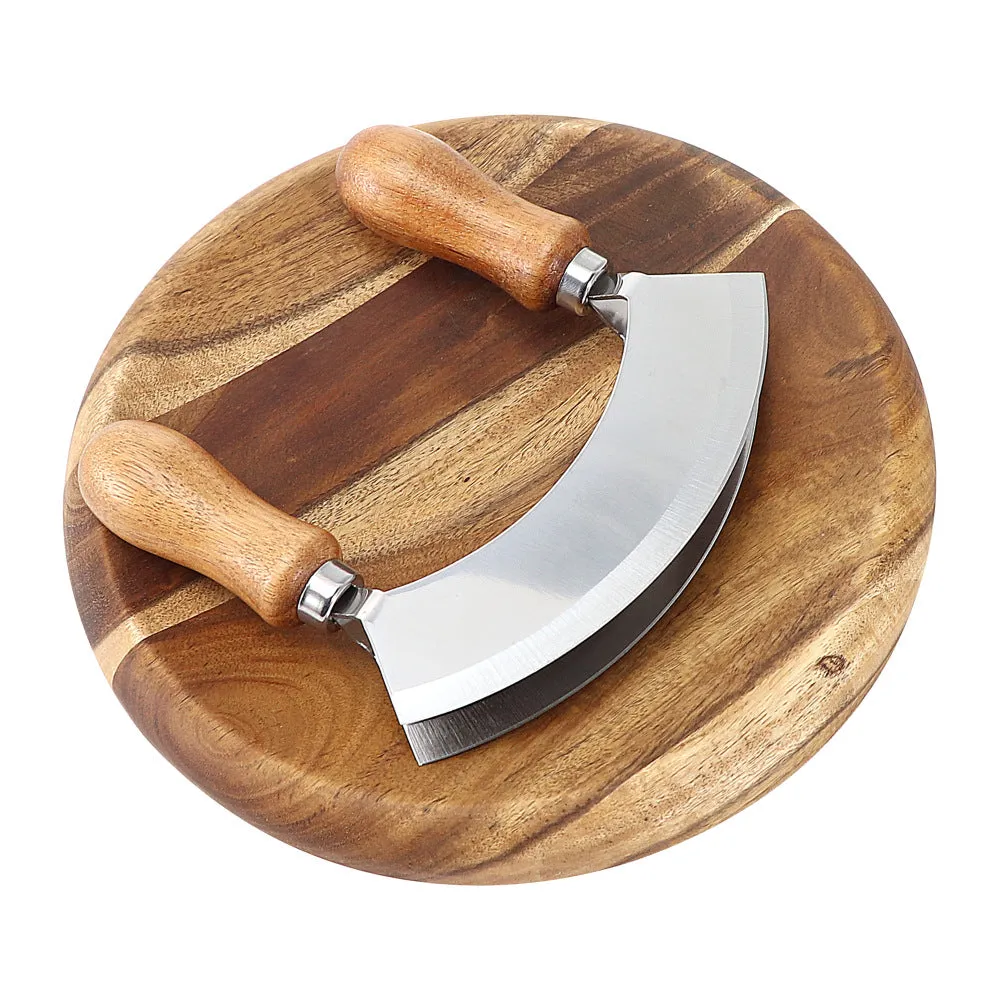 Stainless Steel Double-Sided Cutter Onion Vanilla Cutter Set Cheese Cutter Wooden Handle Double Handle Swing Cutter Cutting Board