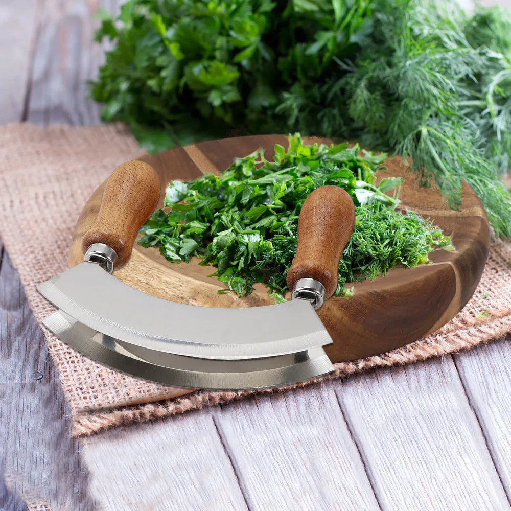 Stainless Steel Double-Sided Cutter Onion Vanilla Cutter Set Cheese Cutter Wooden Handle Double Handle Swing Cutter Cutting Board