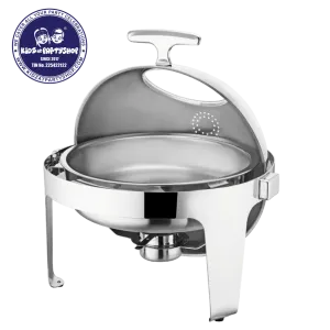 Stainless Steel Round Roll-Top Buffet Chafing Dish, 6.8lts Rental
