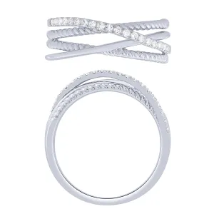 Sterling Silver 0.16Ctw Layered Ring