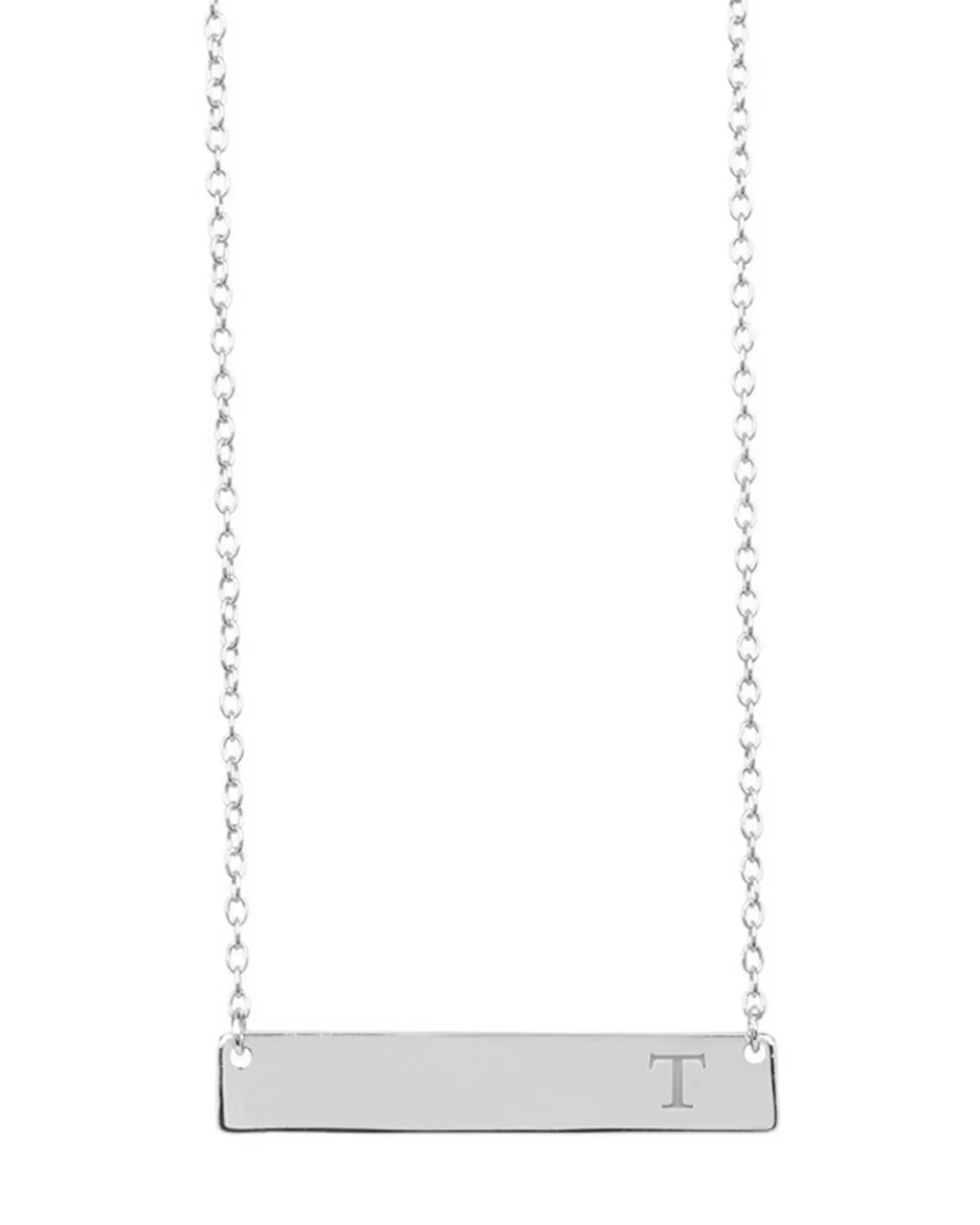 Sterling Silver Bar Initial Necklace