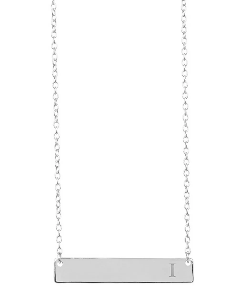 Sterling Silver Bar Initial Necklace