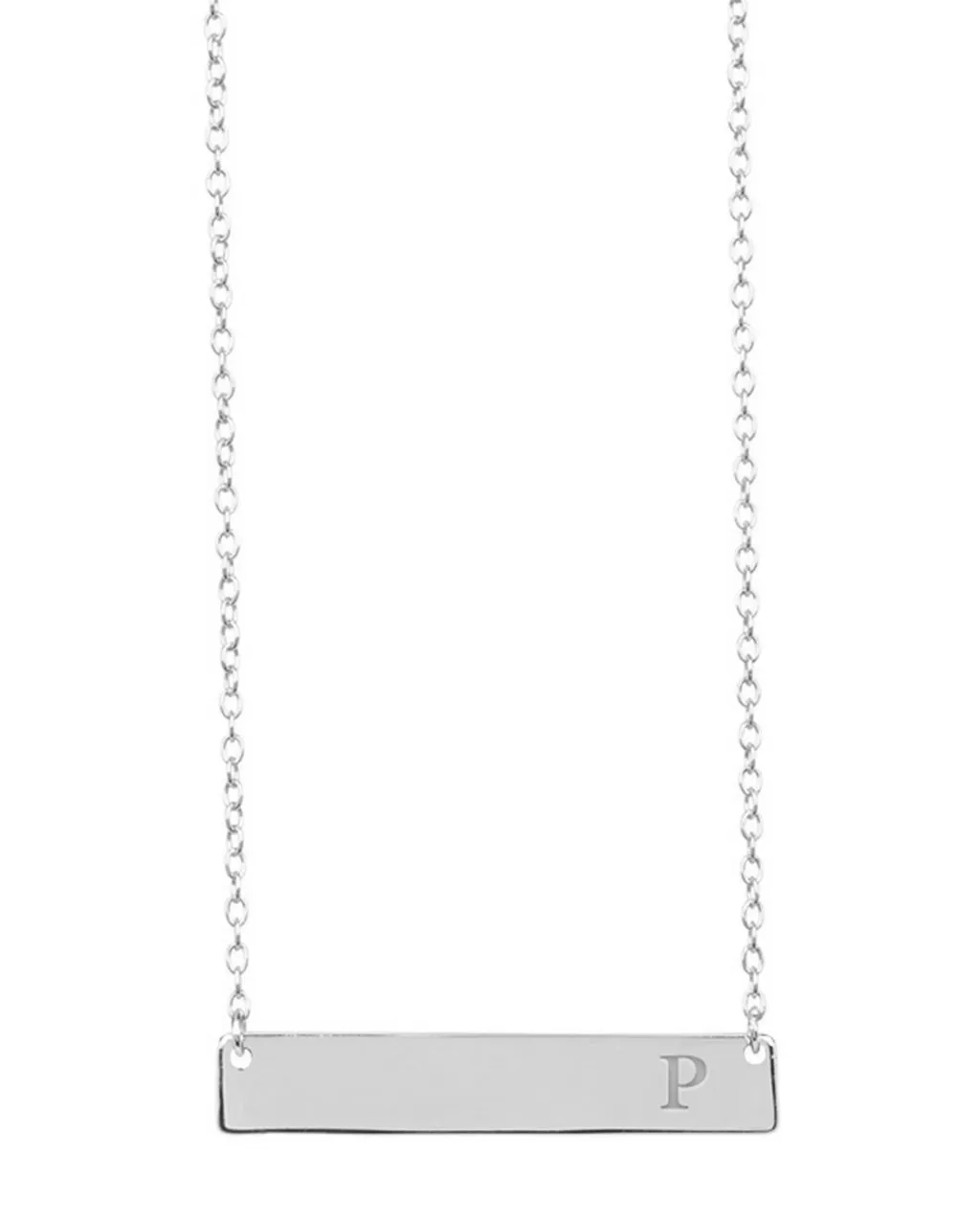 Sterling Silver Bar Initial Necklace