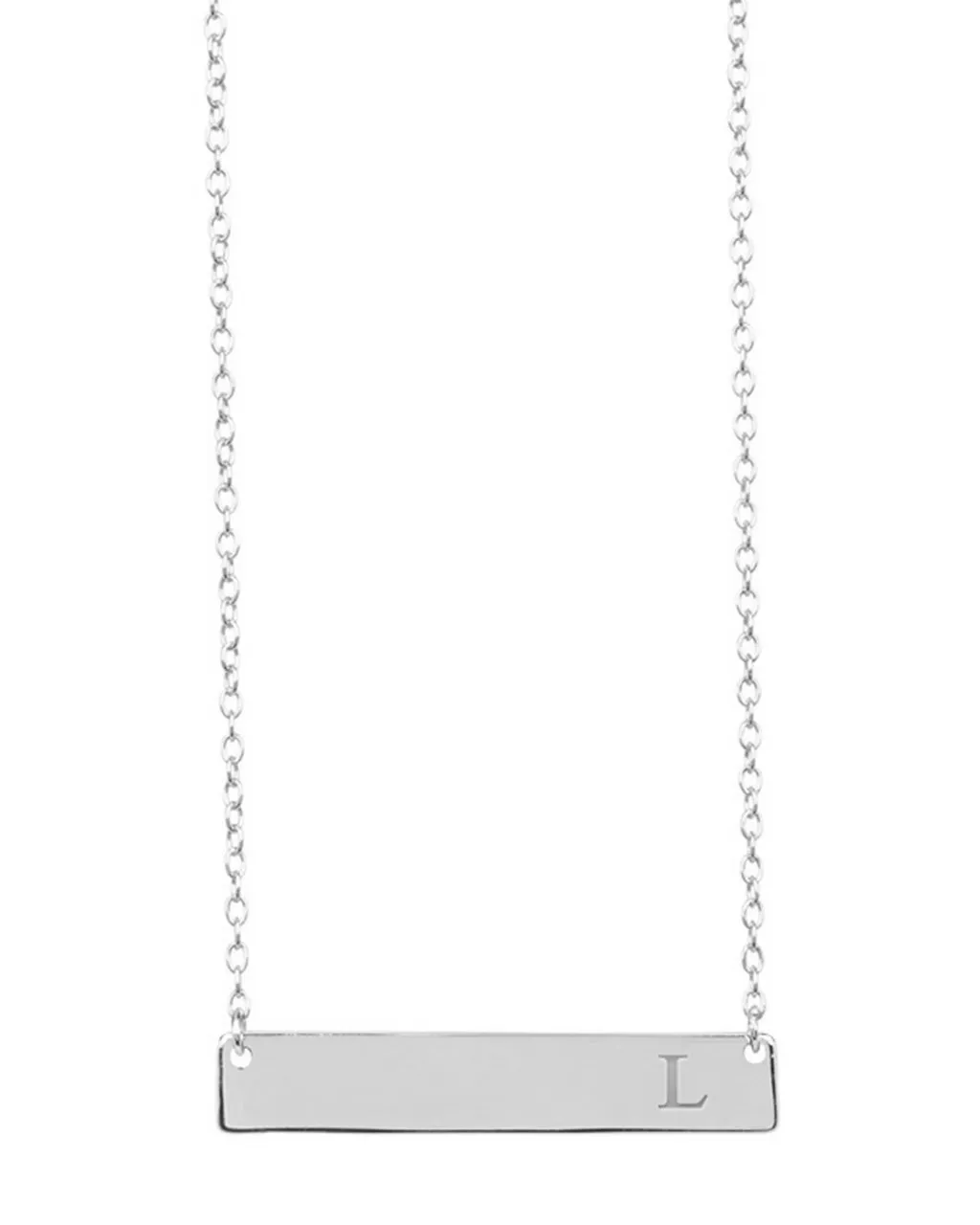 Sterling Silver Bar Initial Necklace