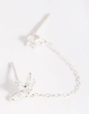 Sterling Silver Petal Chain Stud Earrings