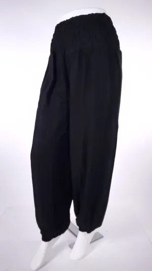 Straight Leg Harem Pants In Solid Black