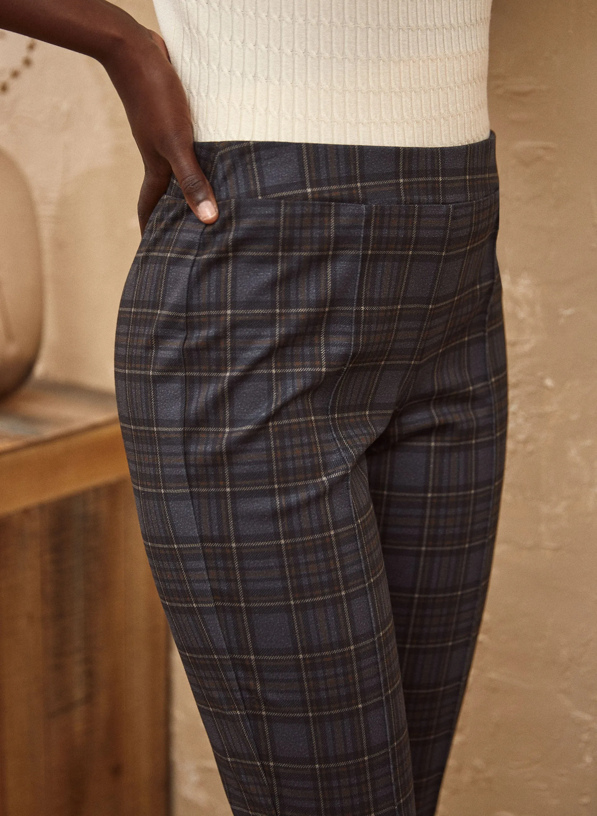 Straight Leg Plaid Pants