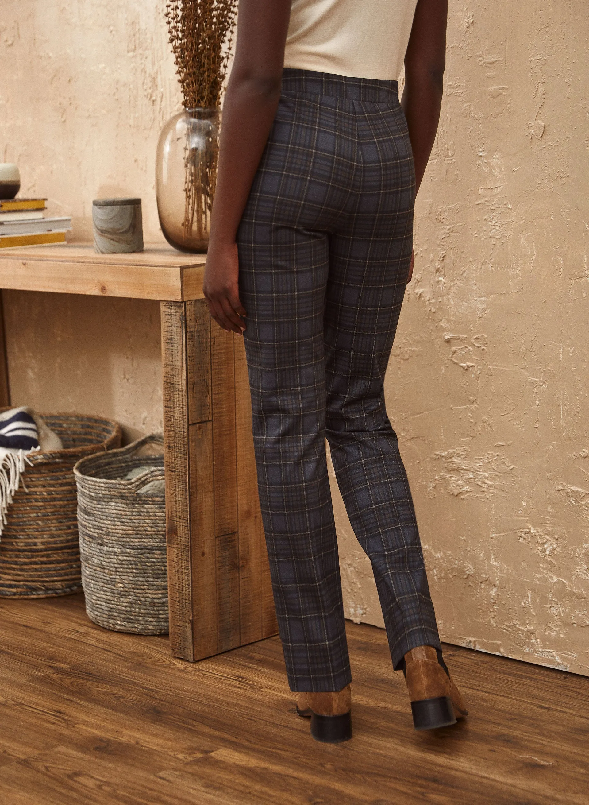 Straight Leg Plaid Pants