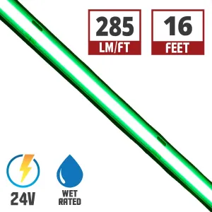 Streamlite Dotless LED Tape Light, 16.4ft Reel, Green Light, 285 Lumens per Ft, 24V, IP65 Wet locations
