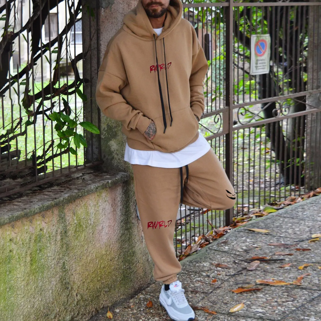 Street style trendy printed loose casual trousers