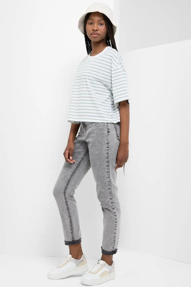 Stripe Boxy Short Sleeve T-Shirt Green