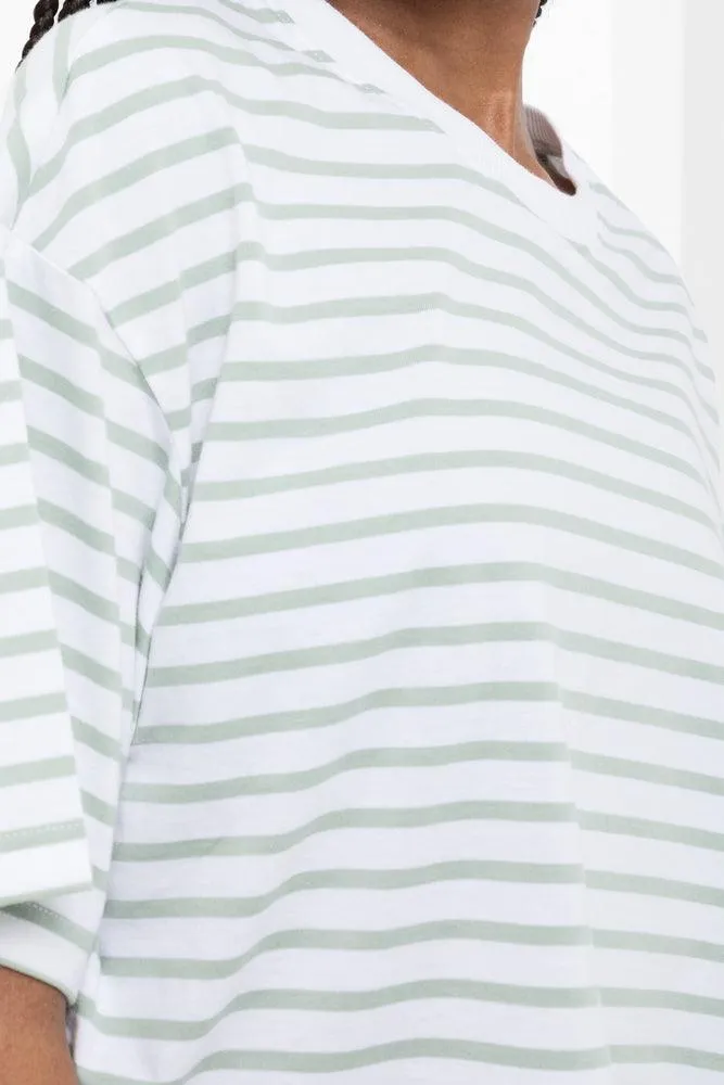 Stripe Boxy Short Sleeve T-Shirt Green