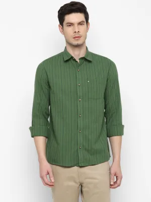 Stripe Green Slim Fit Causal Shirt