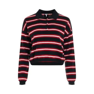 Stripe Polo Sweater in Black