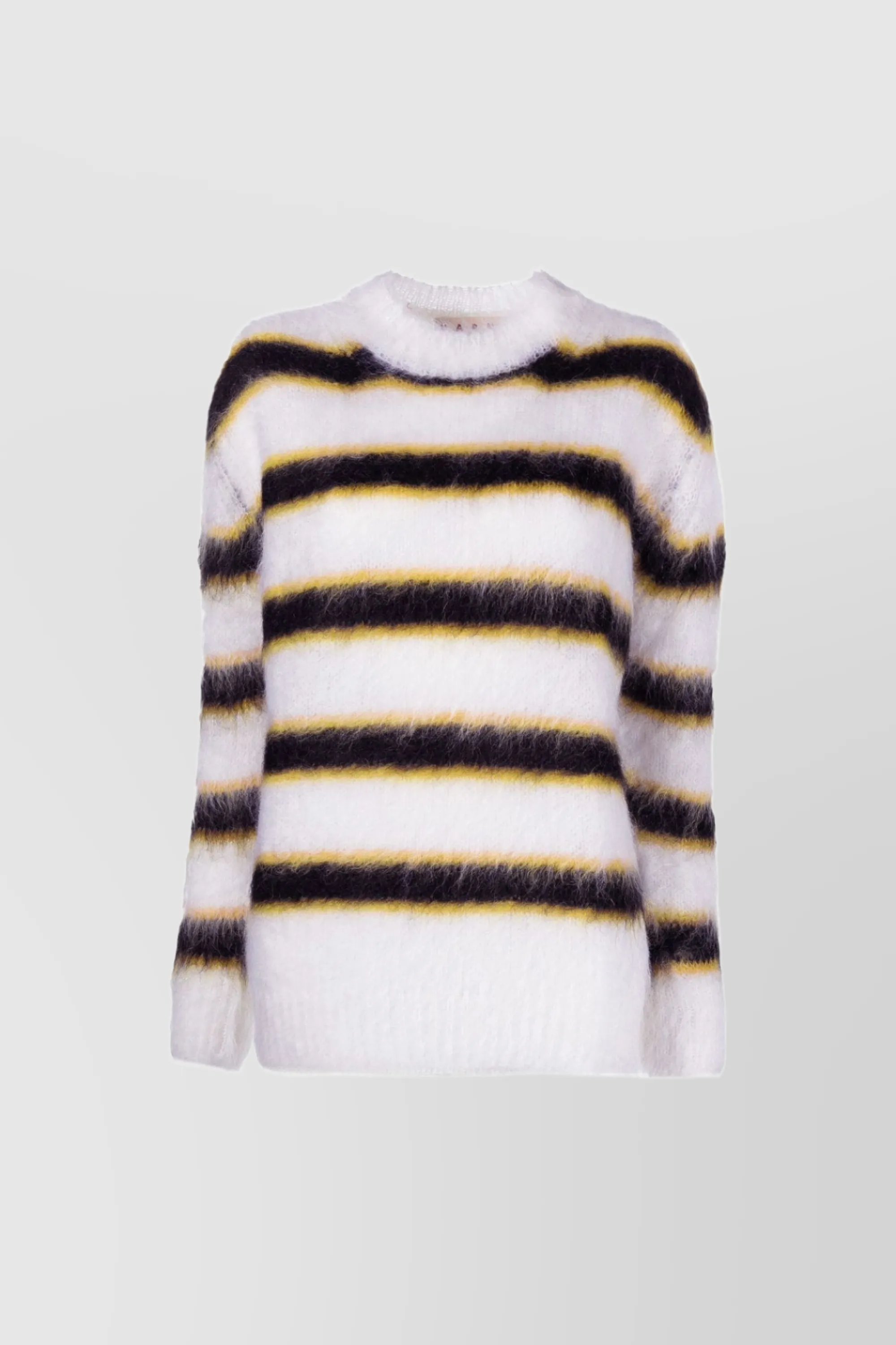 Striped crewneck mohair-wool sweater