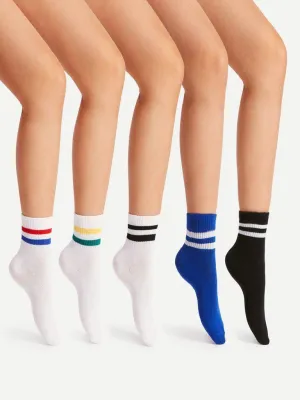 Striped Detail Ankle Socks 5pairs