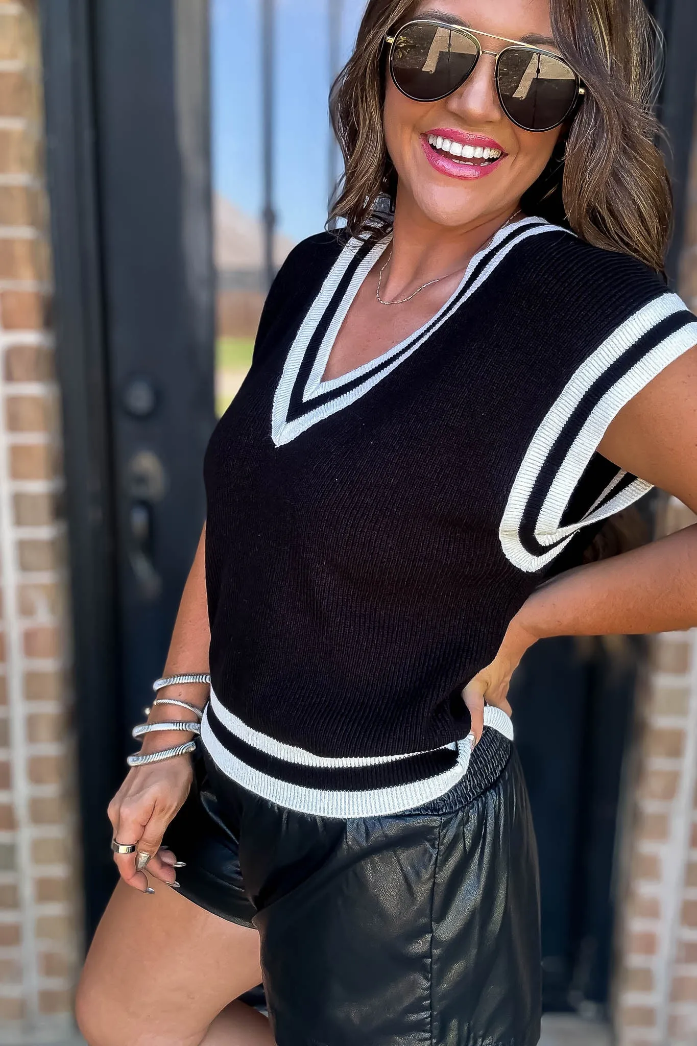 Striped Detail Sweater Vest
