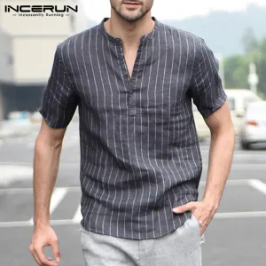 Striped Short Sleeve Dress Shirts